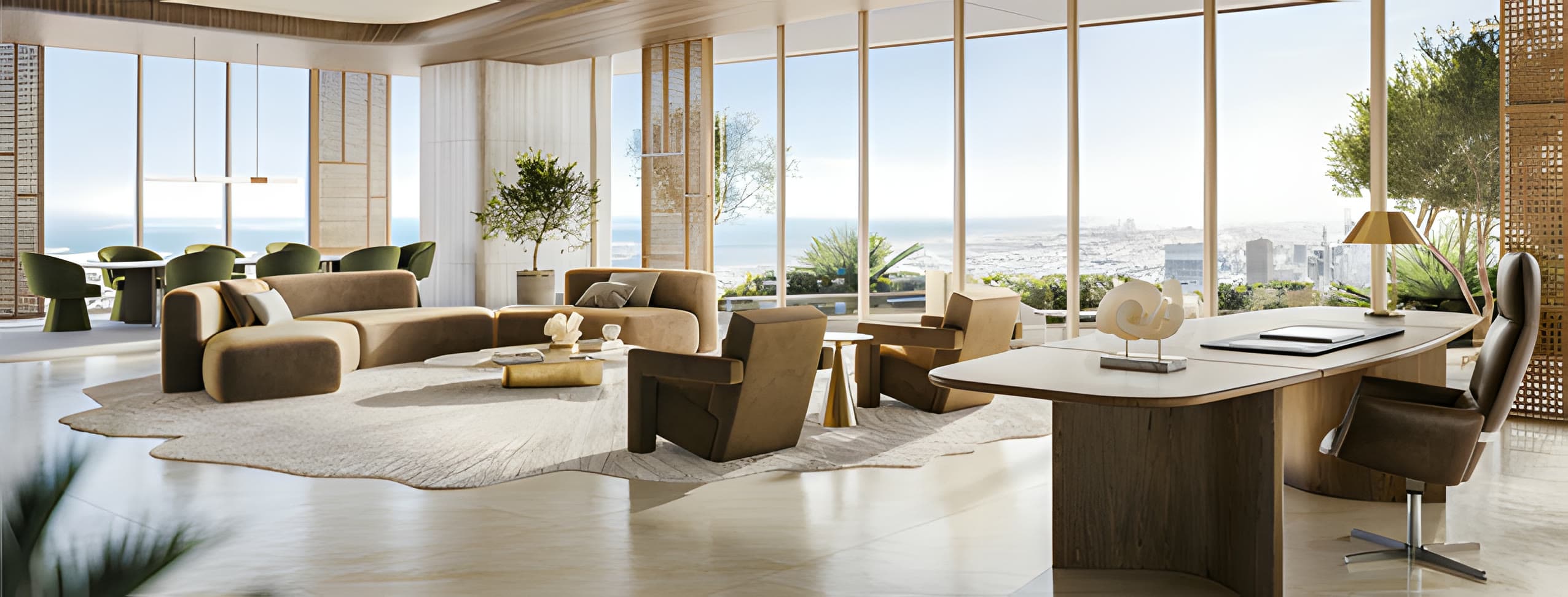 An executive office with views